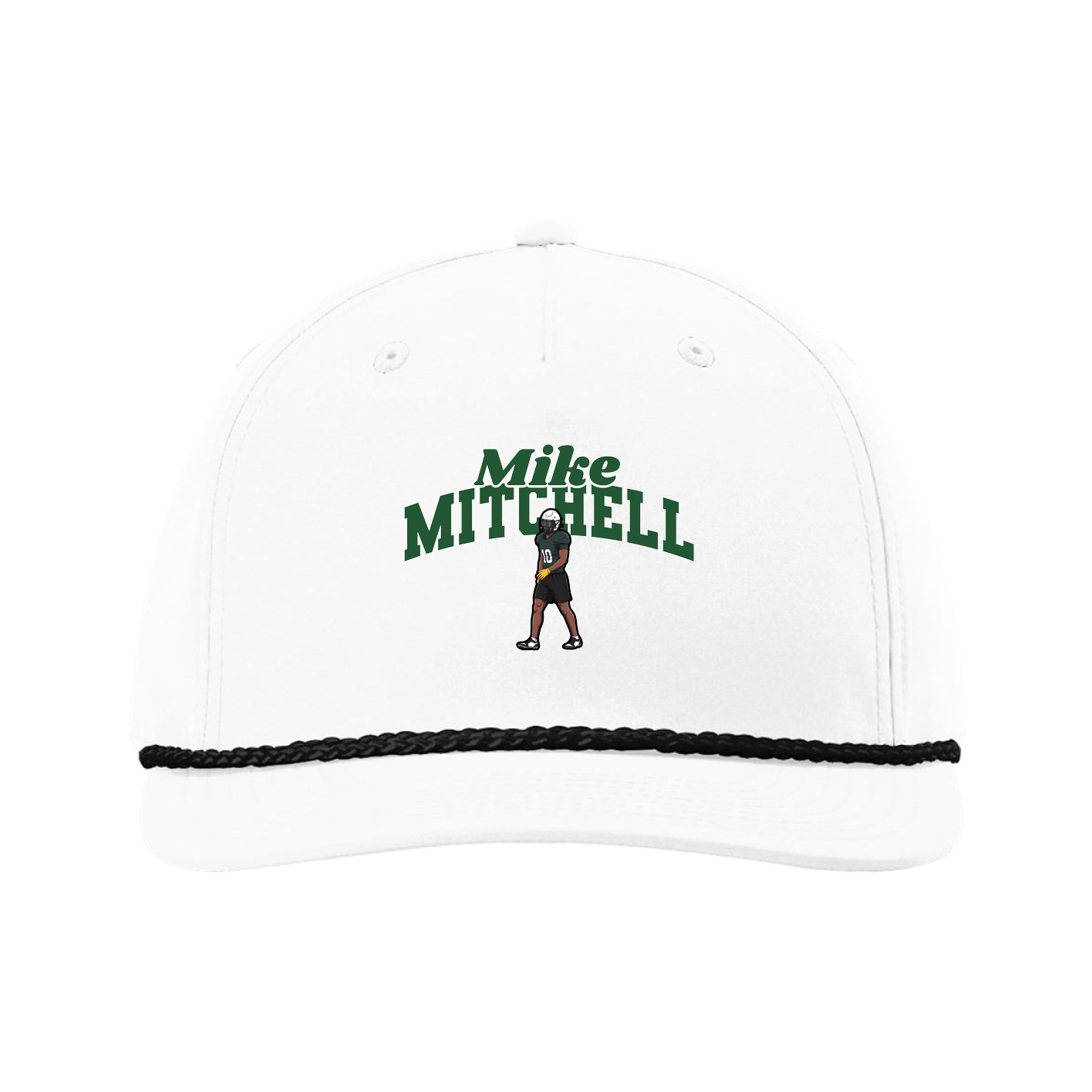Five-Panel Classic Rope Cap — Signature Arch in White