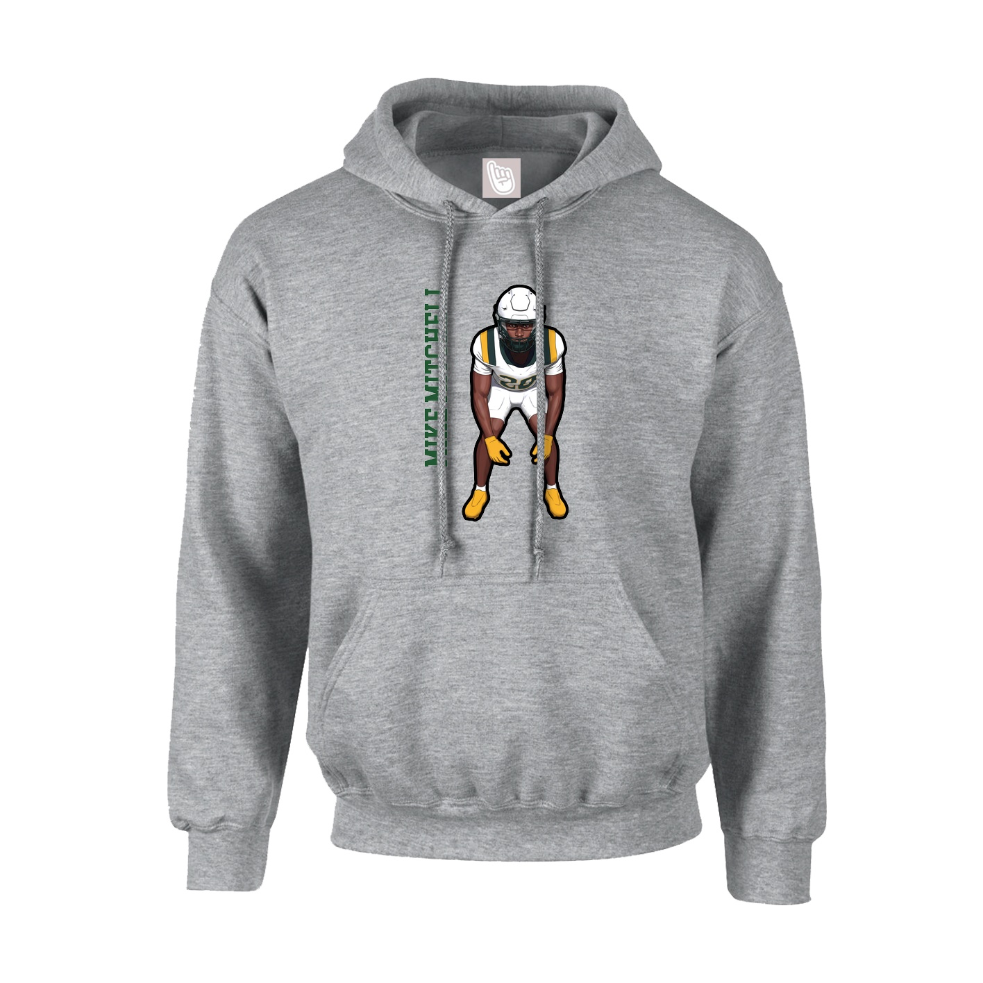 Youth Hoodie — Name Vertical in Grey
