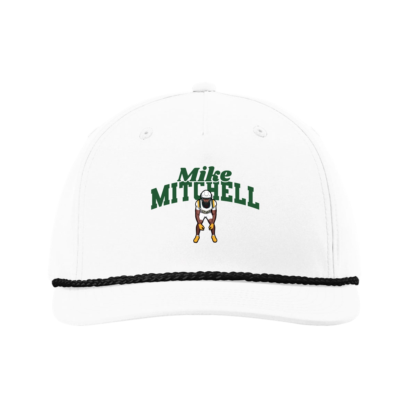 Five-Panel Classic Rope Cap — Signature Arch in White
