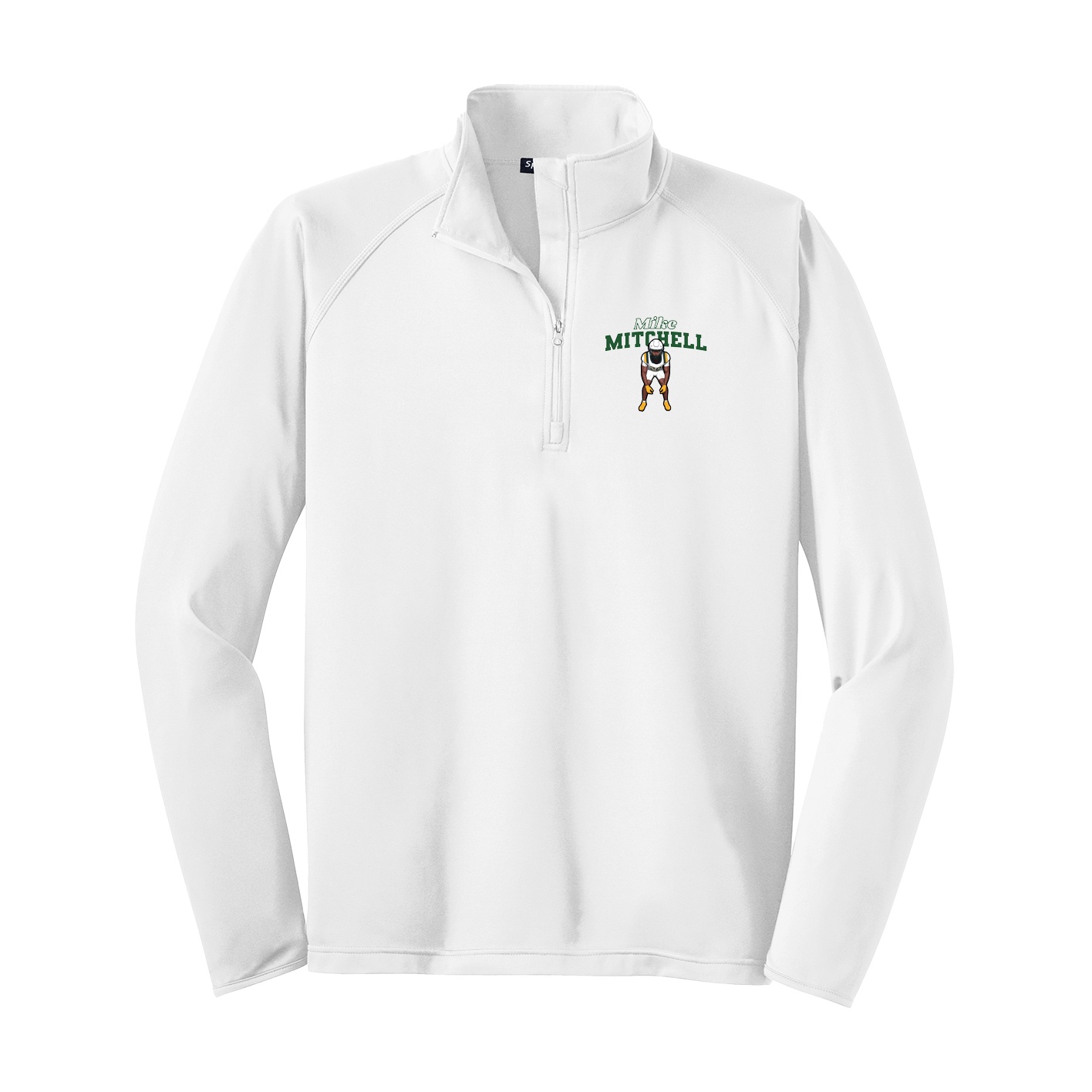 Q-Zip Pullover — Name Arch in White