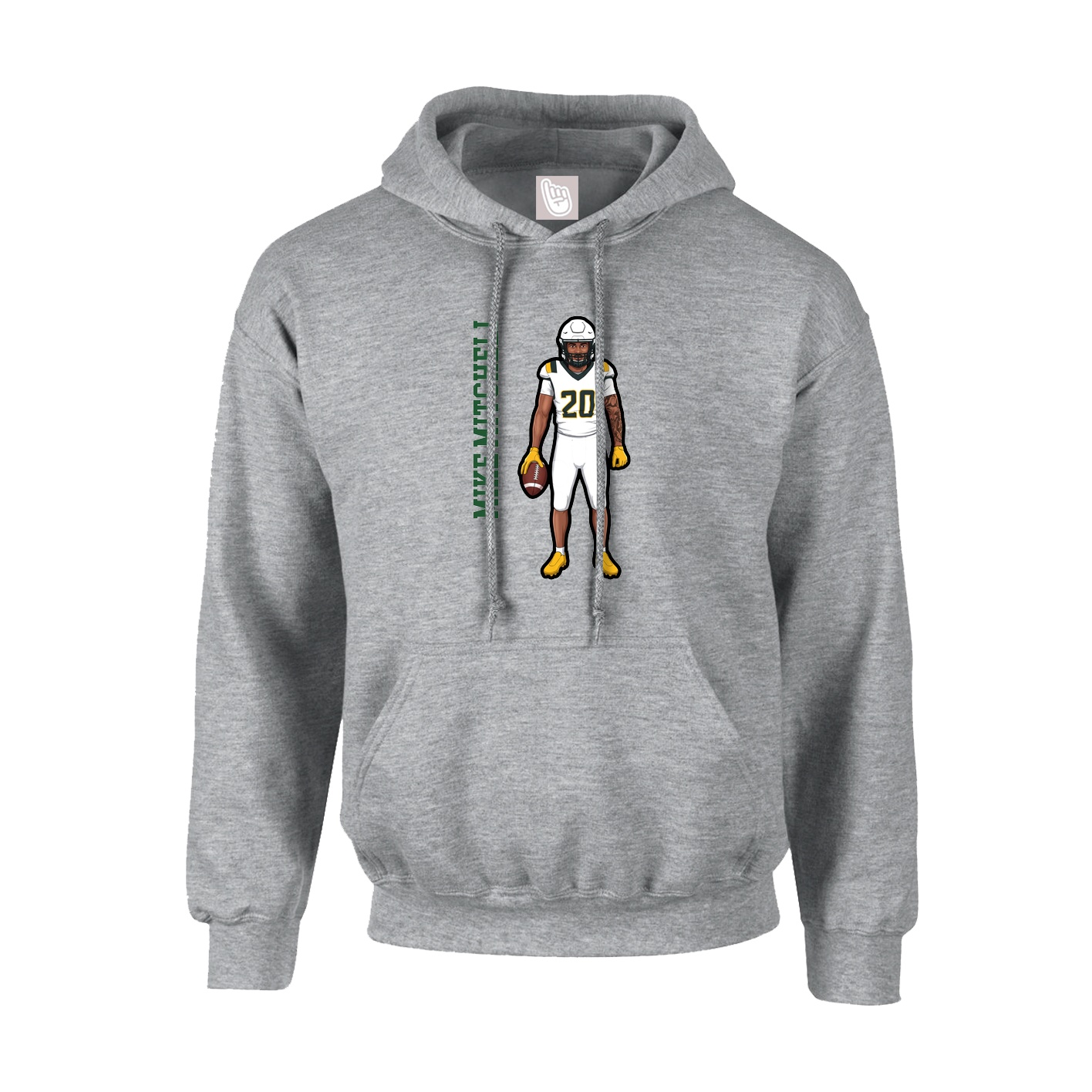 Youth Hoodie — Name Vertical in Grey
