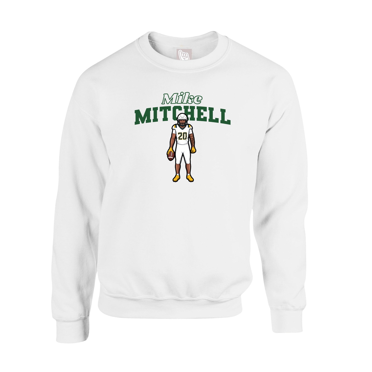 Fleece Crew — Name Arch in White