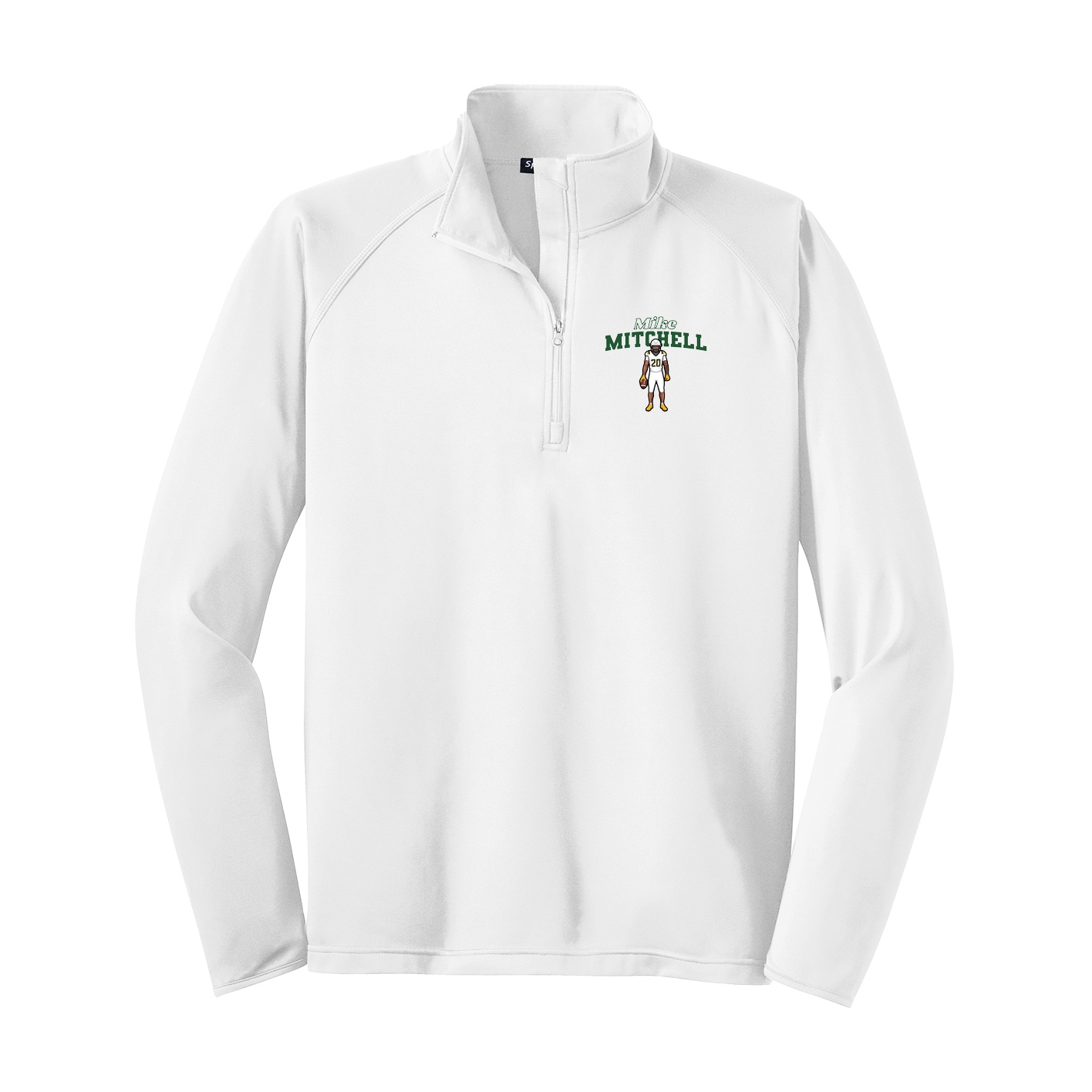 Q-Zip Pullover — Name Arch in White