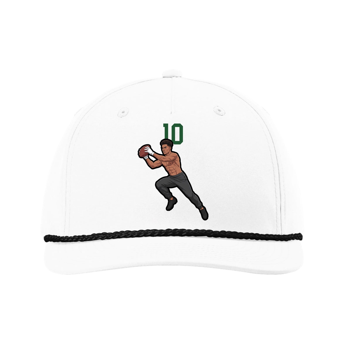 Five-Panel Classic Rope Cap — Number Top in White