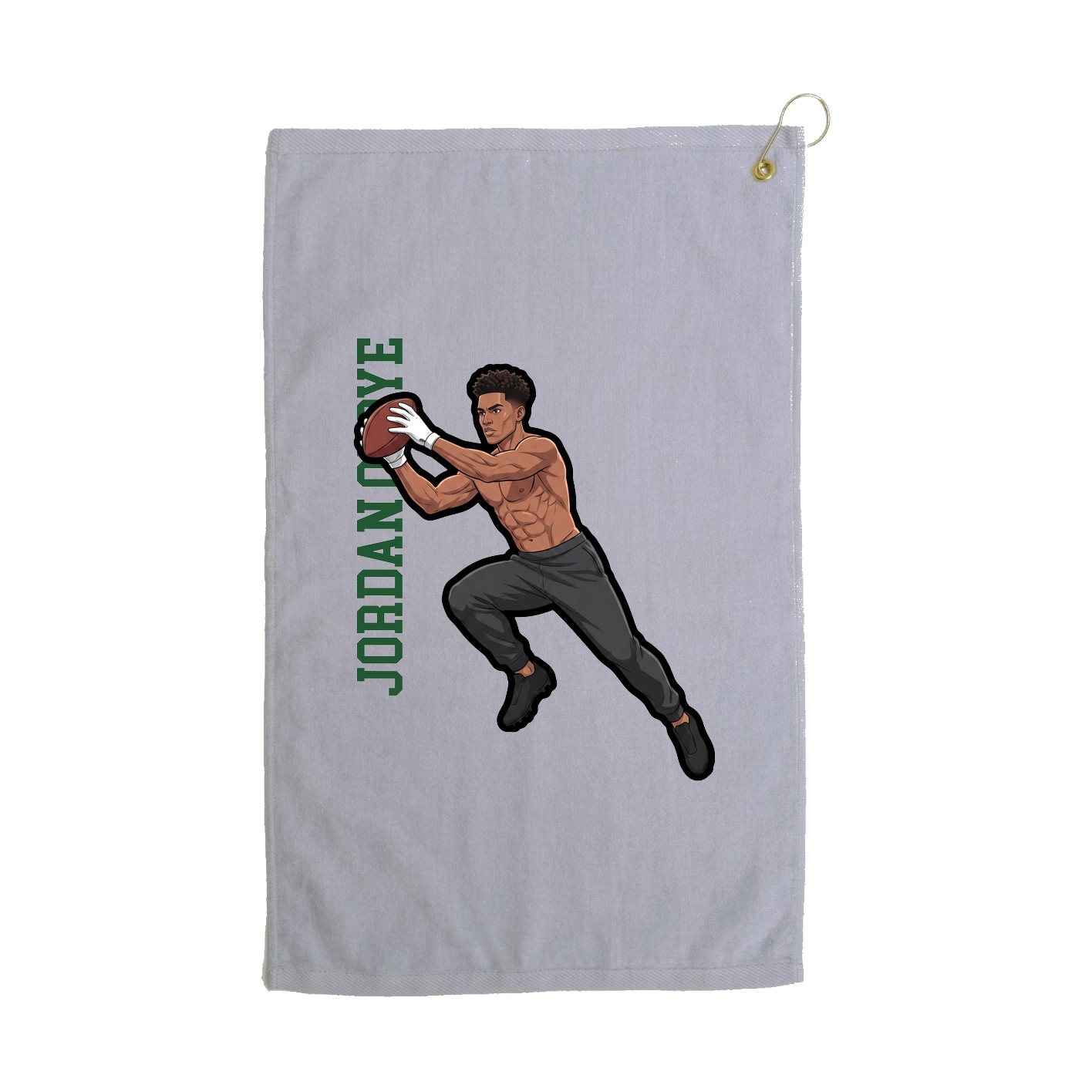 Golf Towel — Name Vertical in Grey