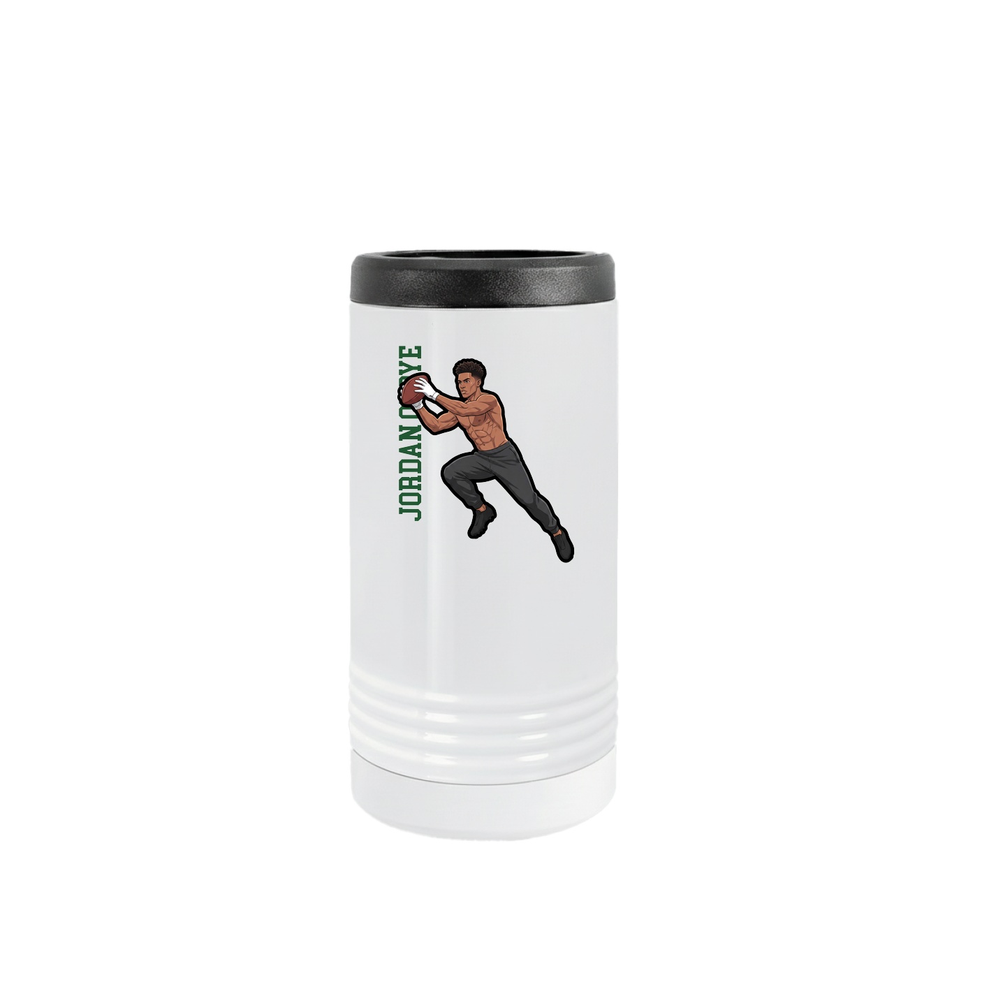 Slim Beverage Holder — Name Vertical in White