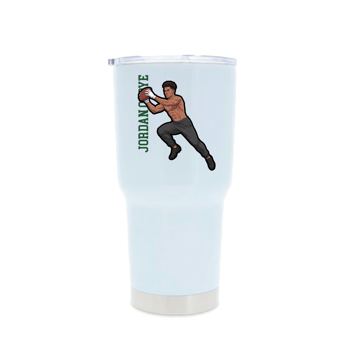 30oz Stainless Steel Tumbler — Name Vertical in White