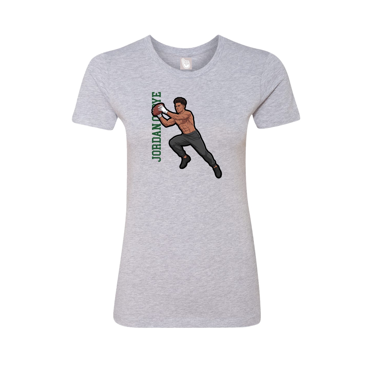 Fitted Women's Tee — Name Vertical in Grey