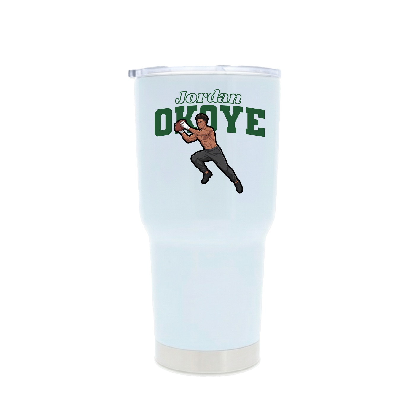 30oz Stainless Steel Tumbler — Name Arch in White