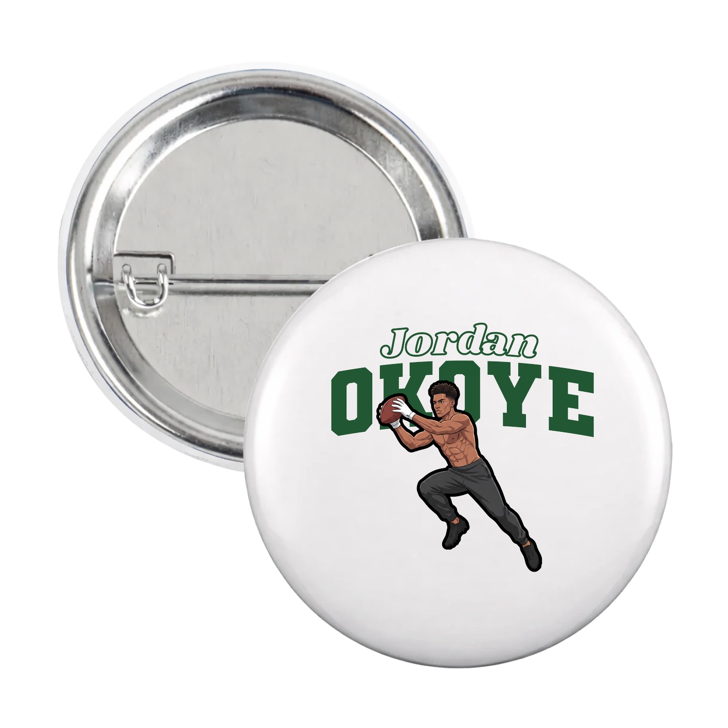 Game Day Button — Name Arch in White