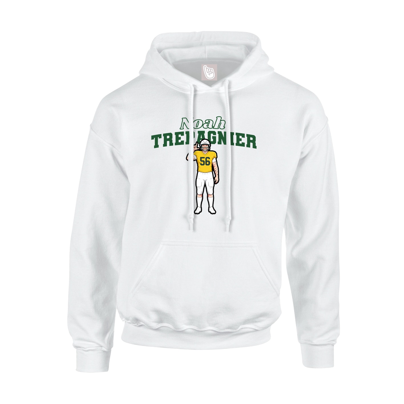 Youth Hoodie — Name Arch in White