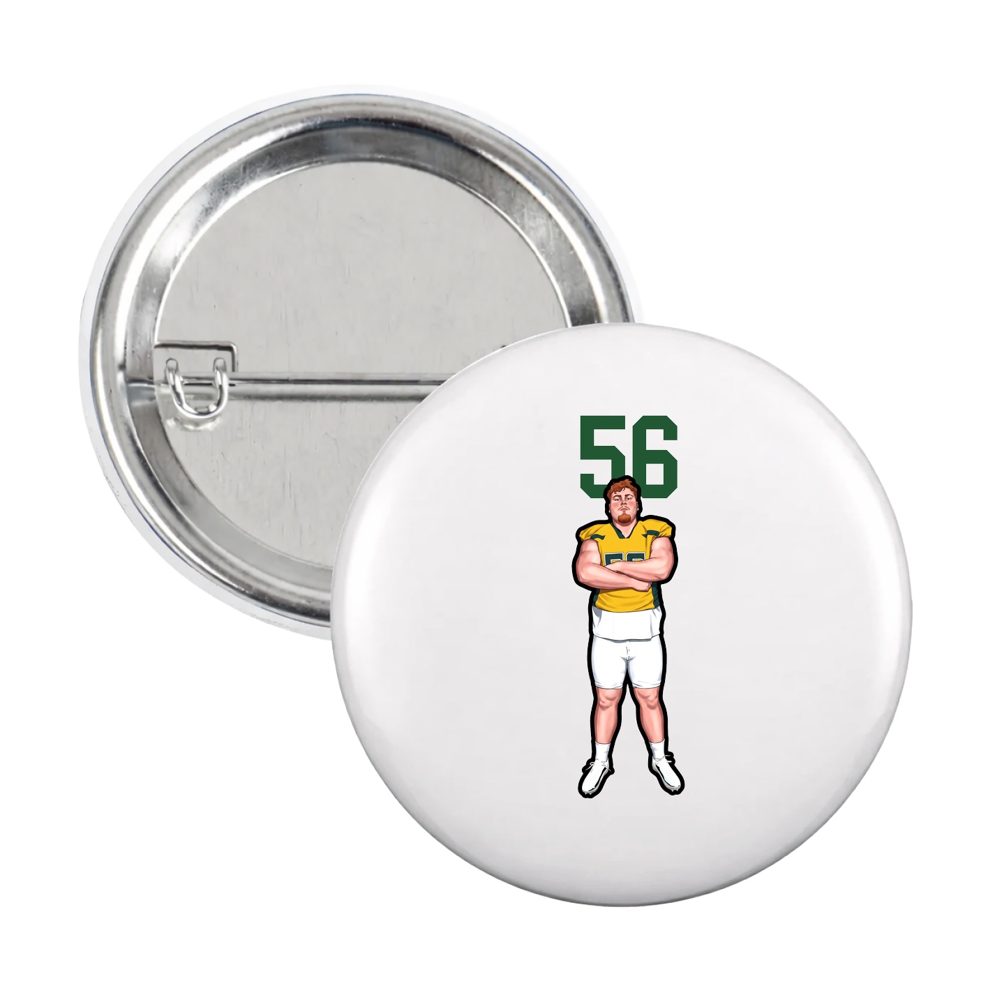 Game Day Button — Number Top in White