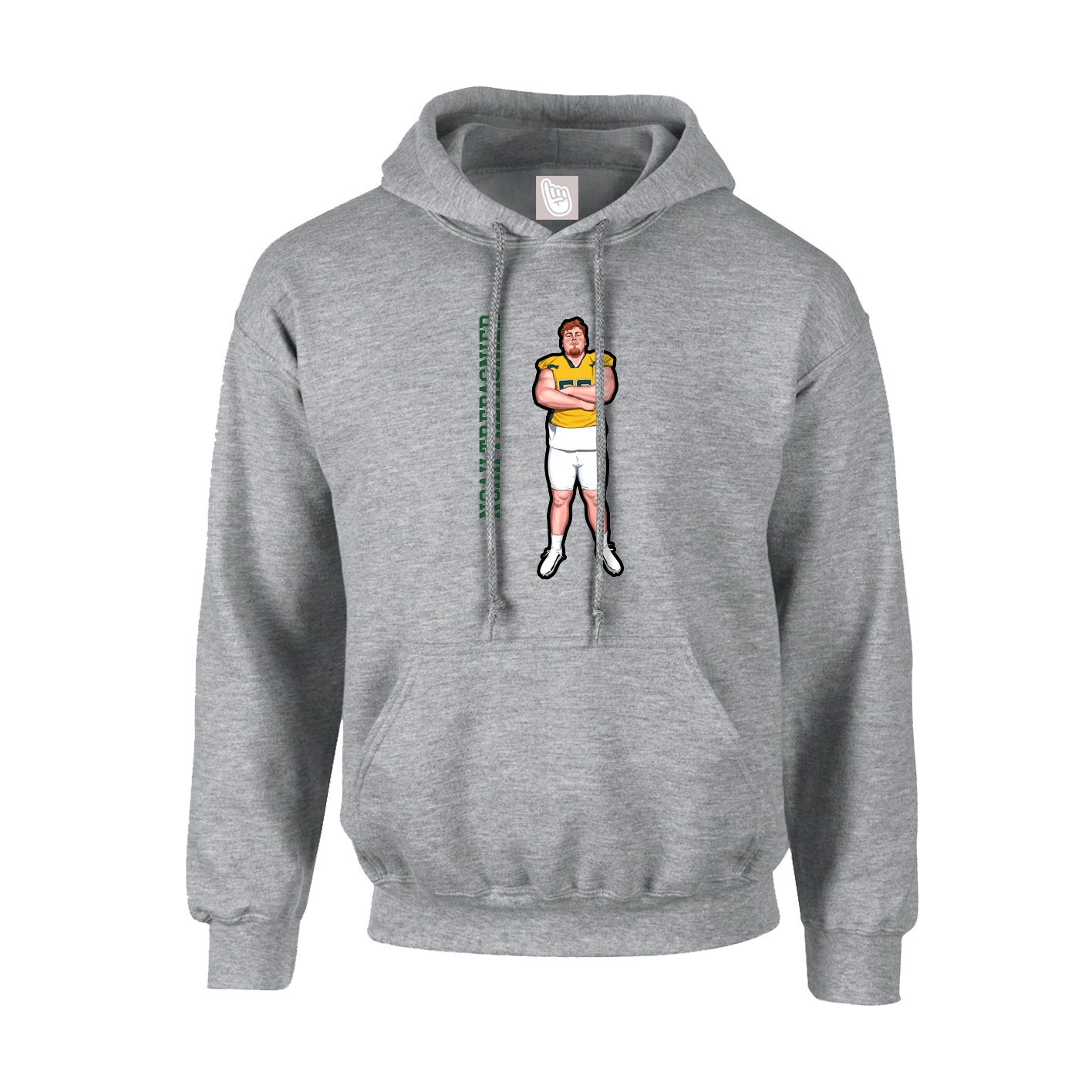 Hoodie — Name Vertical in Grey