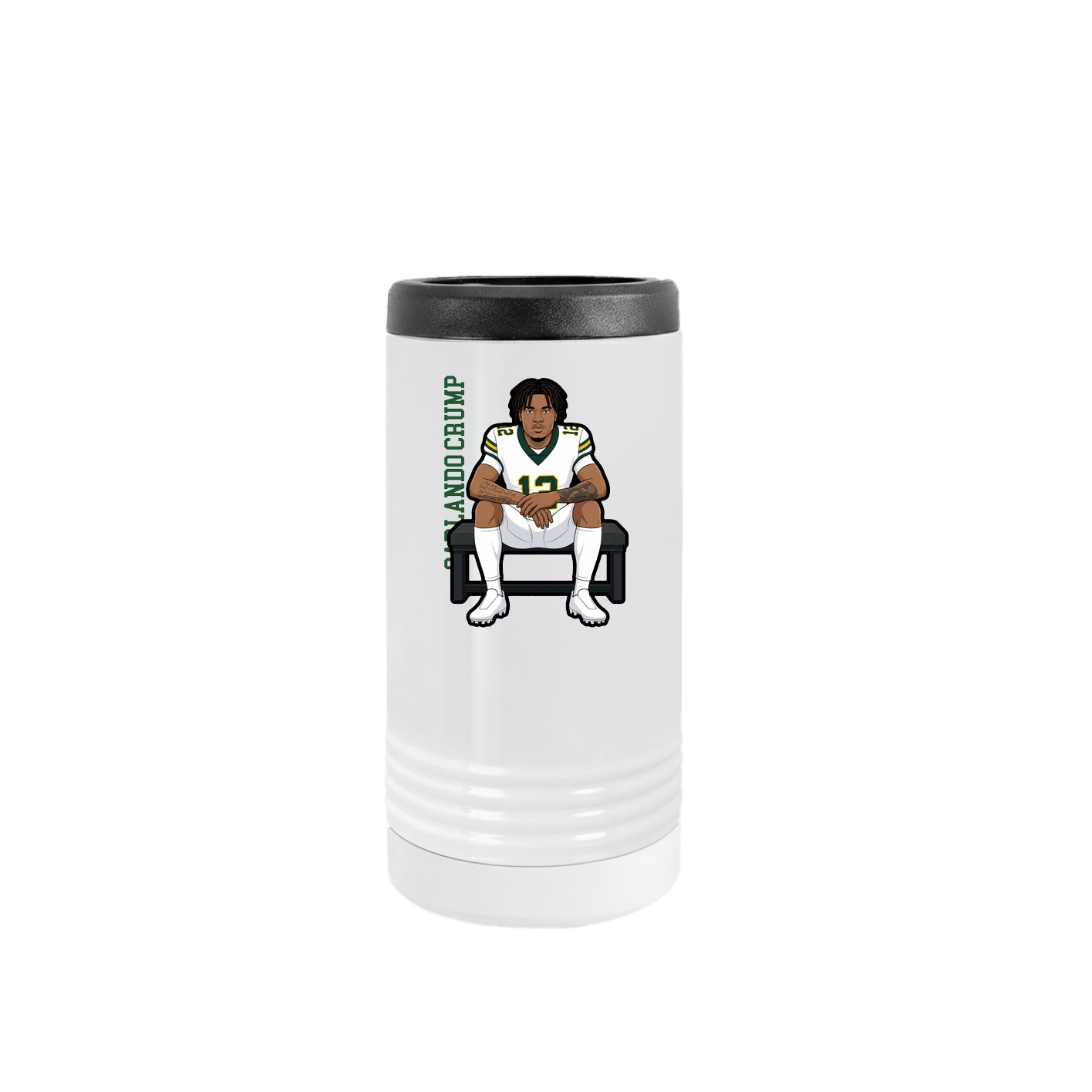 Slim Beverage Holder — Name Vertical in White