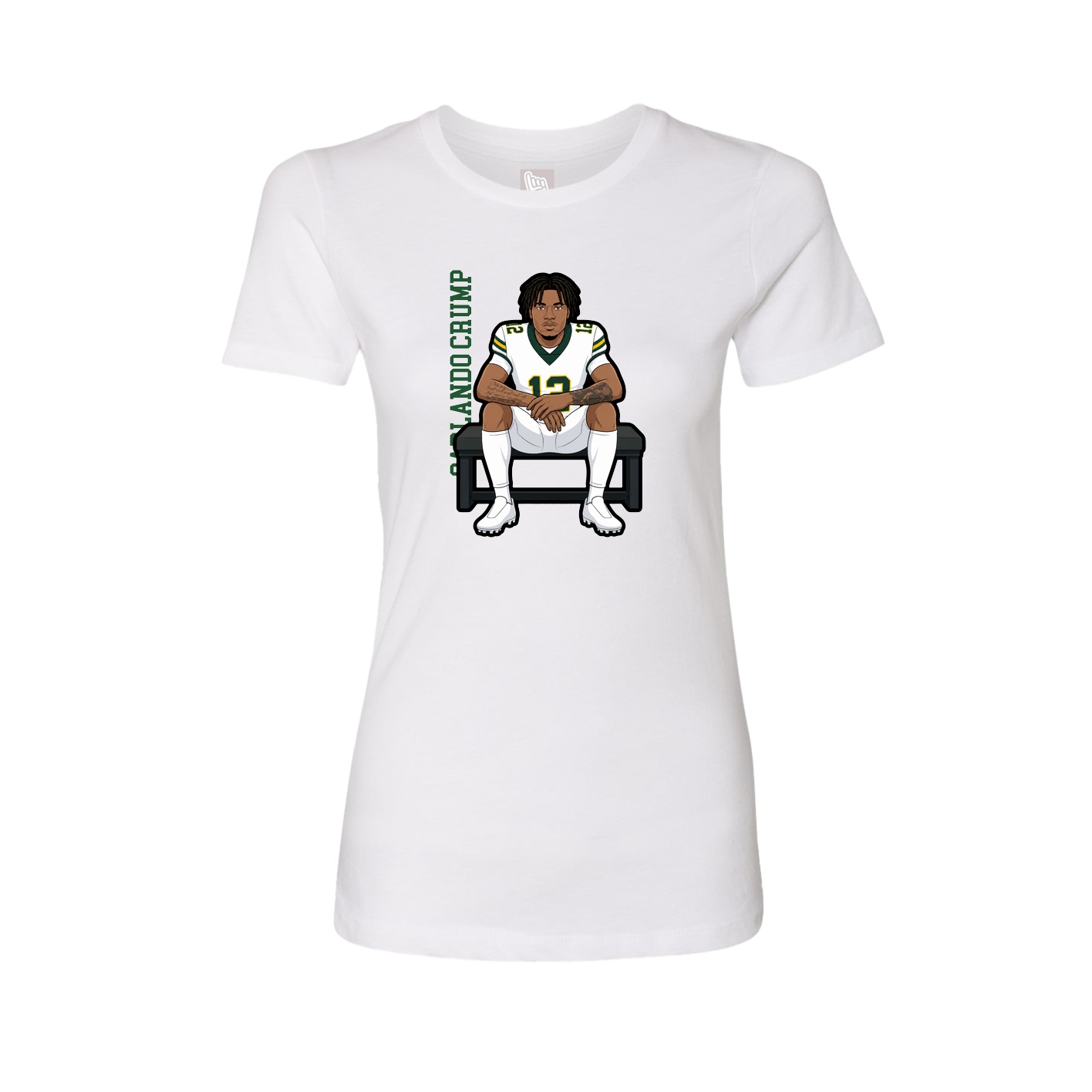 Fitted Women's Tee — Name Vertical in White