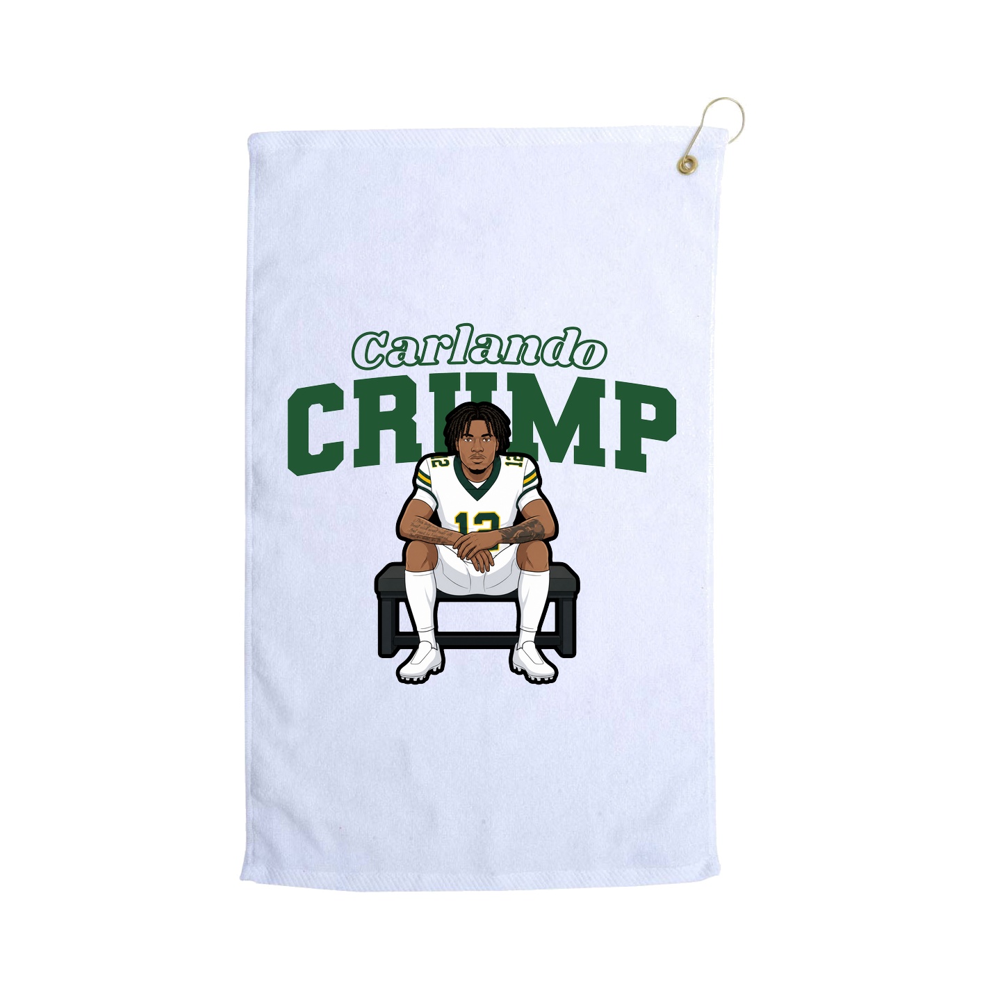 Golf Towel — Name Arch in White