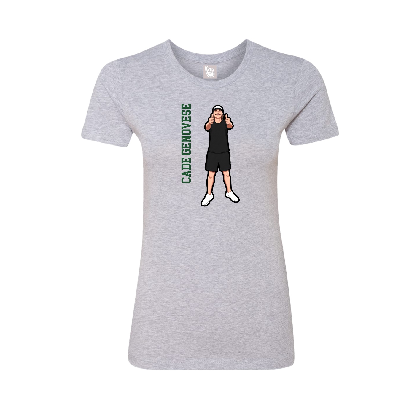 Fitted Women's Tee — Name Vertical in Grey