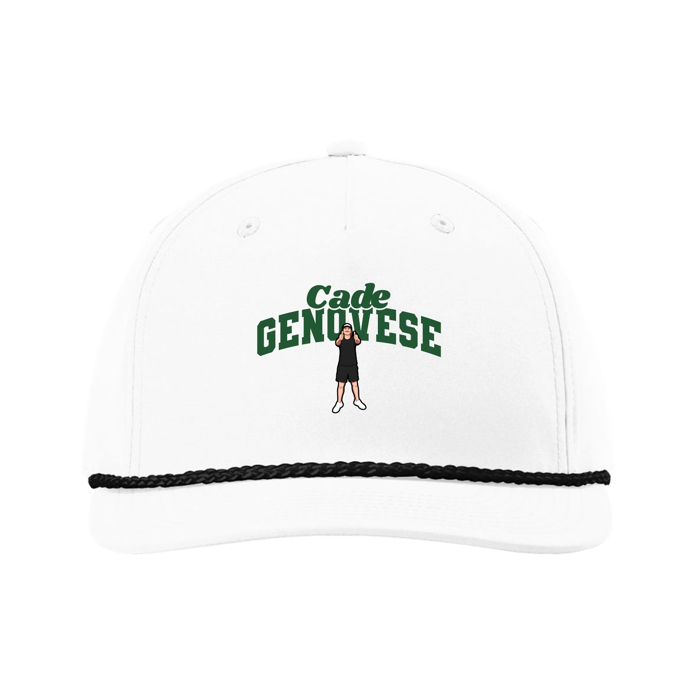 Five-Panel Classic Rope Cap — Signature Arch in White