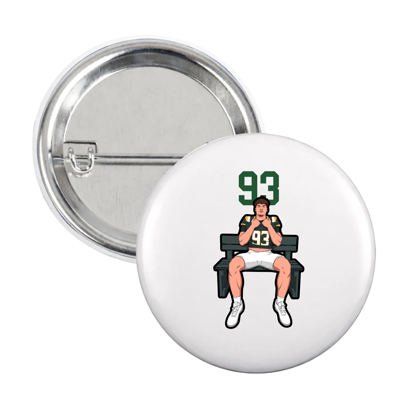 Game Day Button — Number Top in White