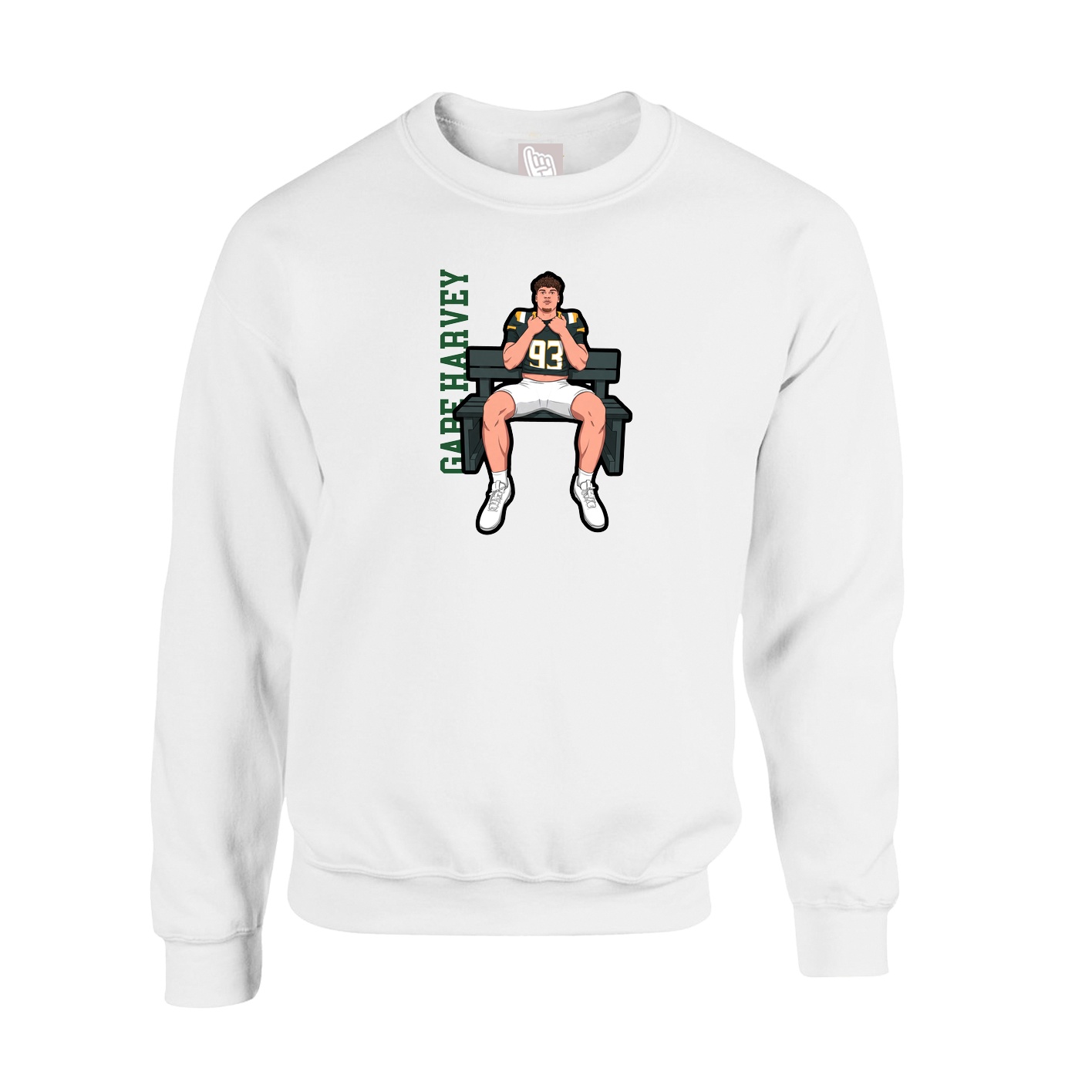Fleece Crew — Name Vertical in White