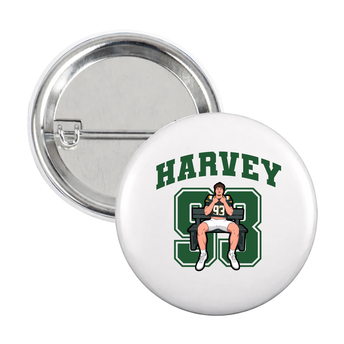 Game Day Button — Number in White