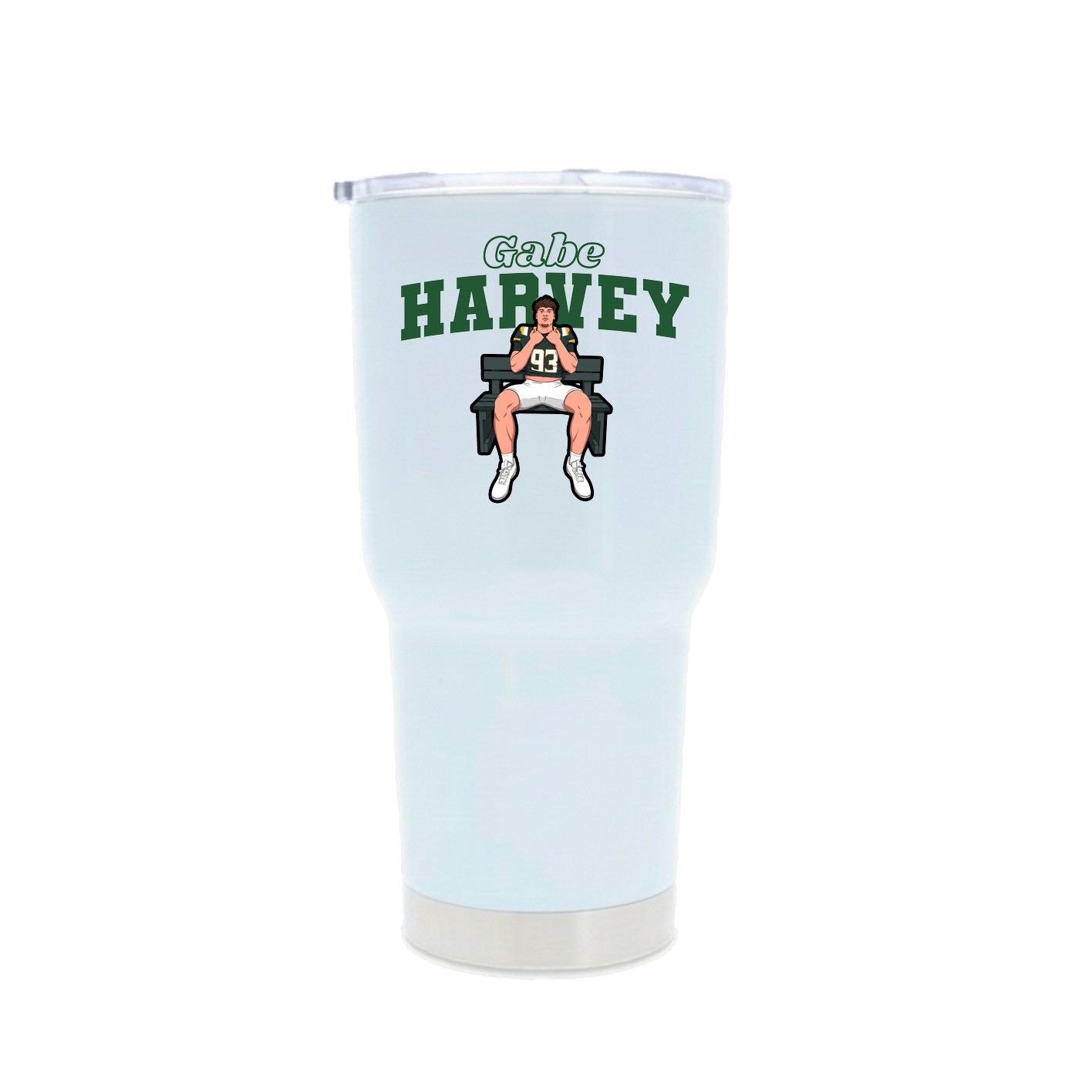 30oz Stainless Steel Tumbler — Name Arch in White