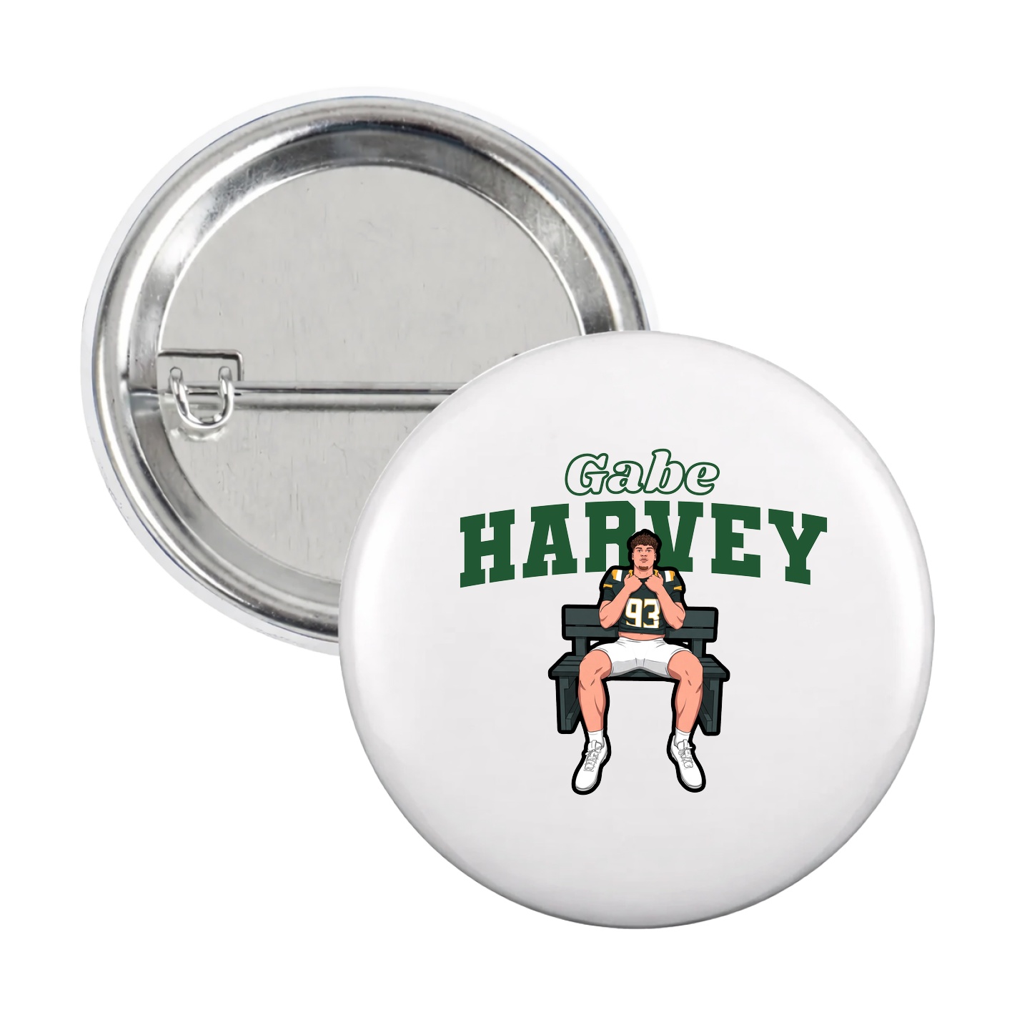 Game Day Button — Name Arch in White