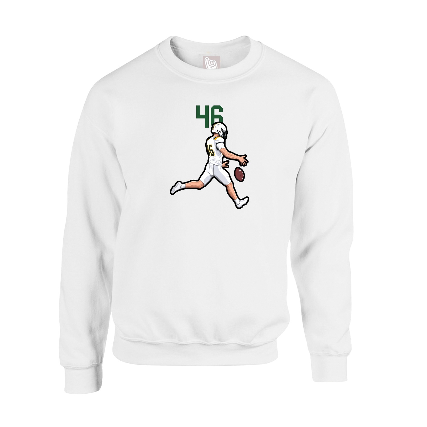 Fleece Crew — Number Top in White