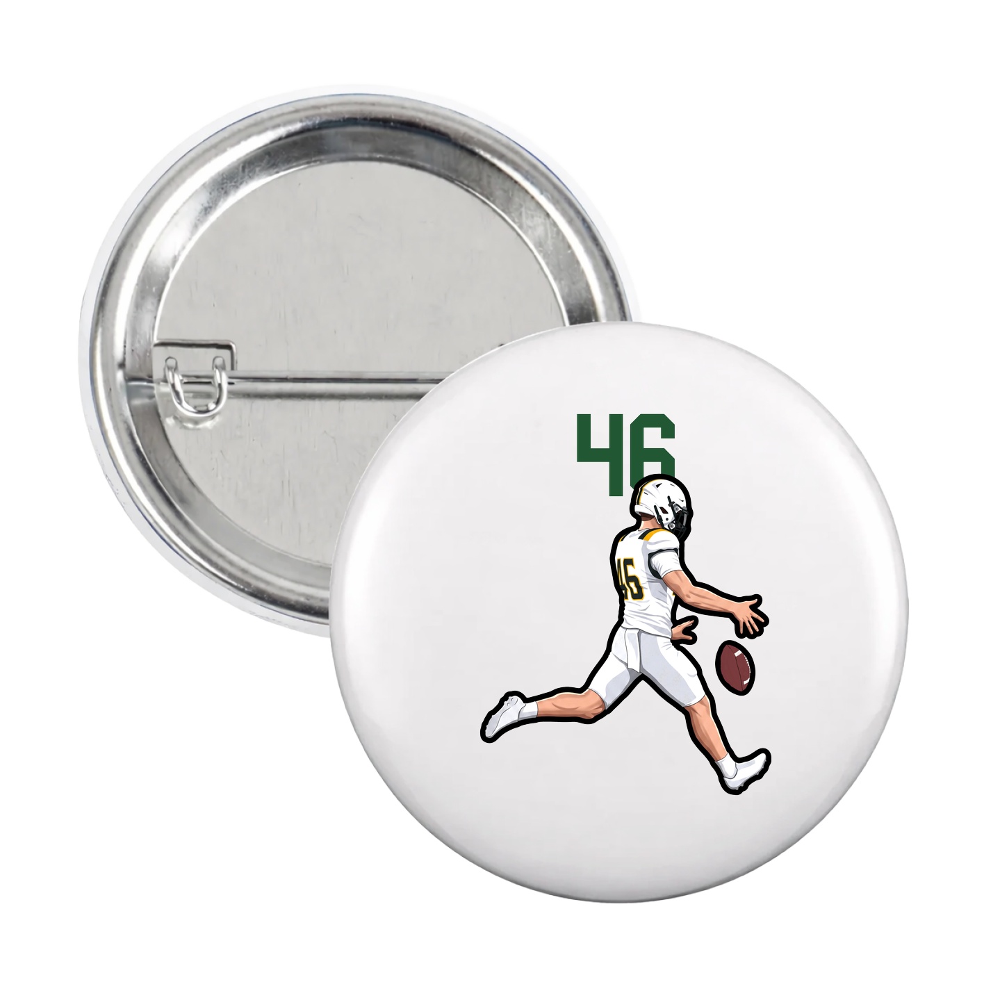 Game Day Button — Number Top in White