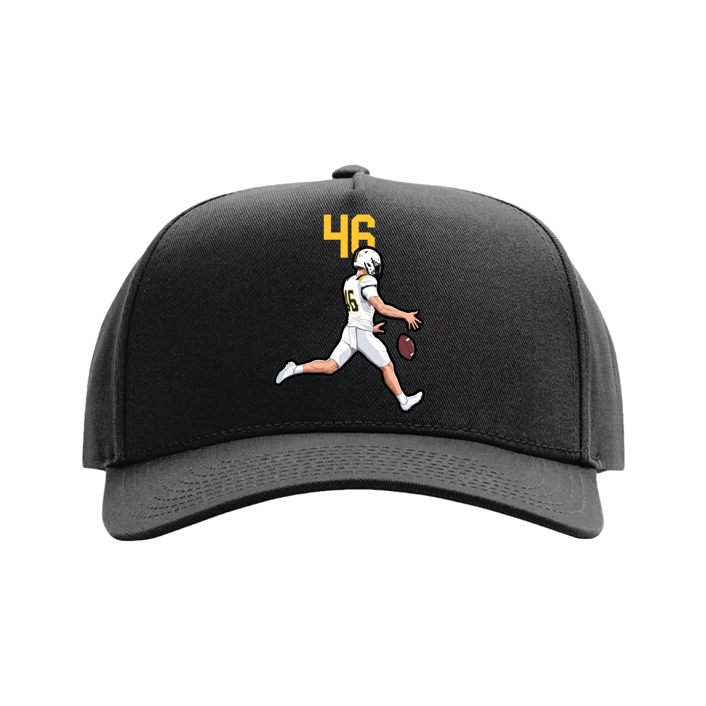 Full Fabric Five-Panel Champ Cap — Number Top in Black