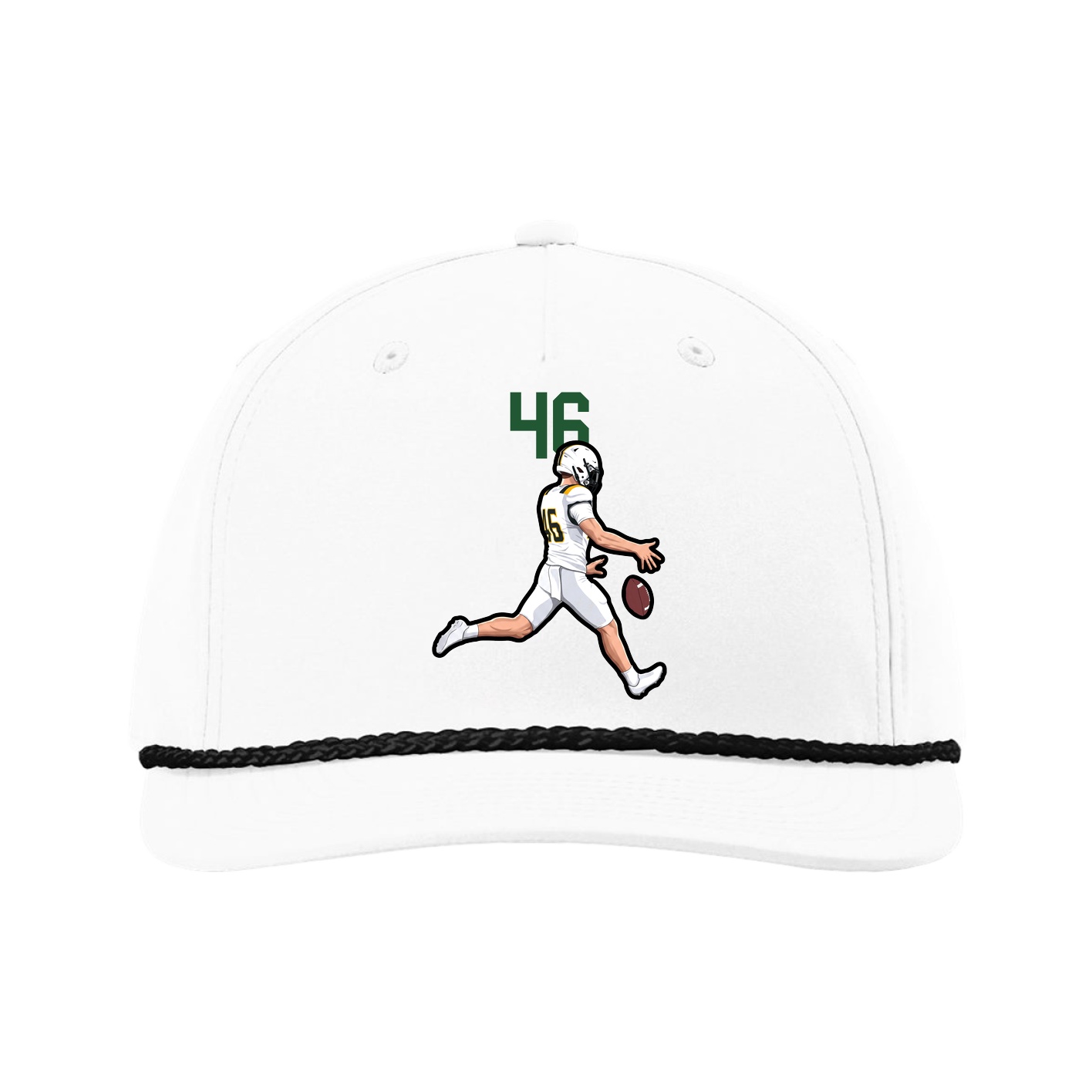 Five-Panel Classic Rope Cap — Number Top in White