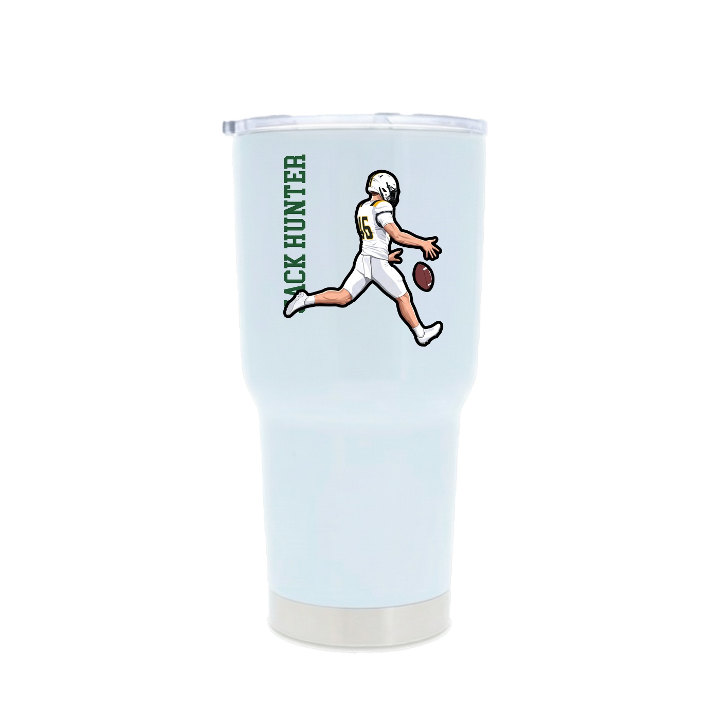 30oz Stainless Steel Tumbler — Name Vertical in White