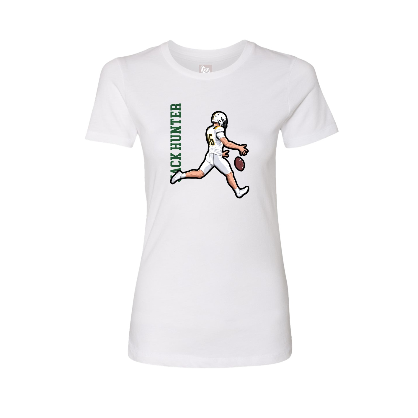 Fitted Women's Tee — Name Vertical in White