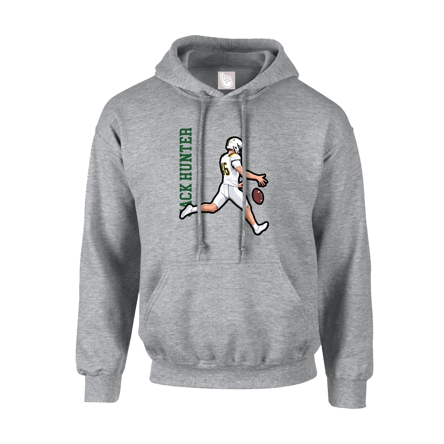 Hoodie — Name Vertical in Grey