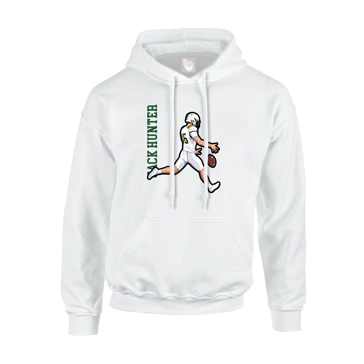 Youth Hoodie — Name Vertical in White