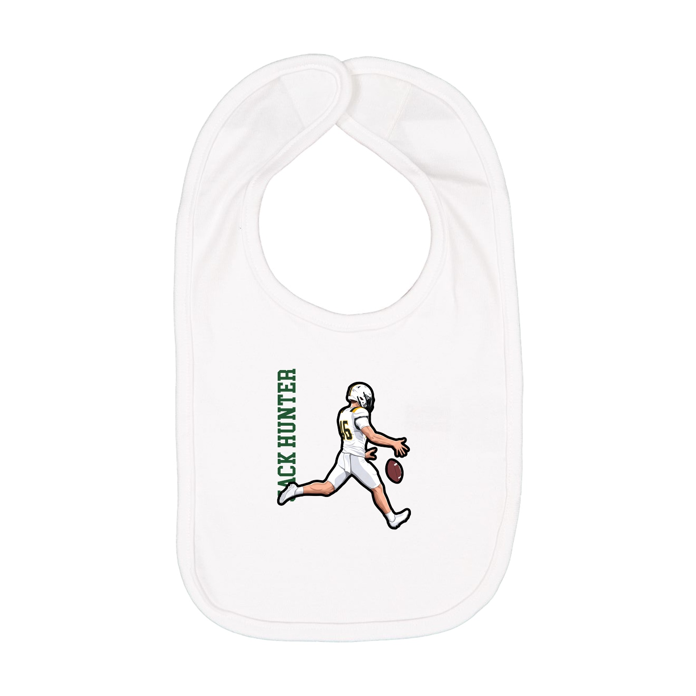 Infant Bib — Name Vertical in White
