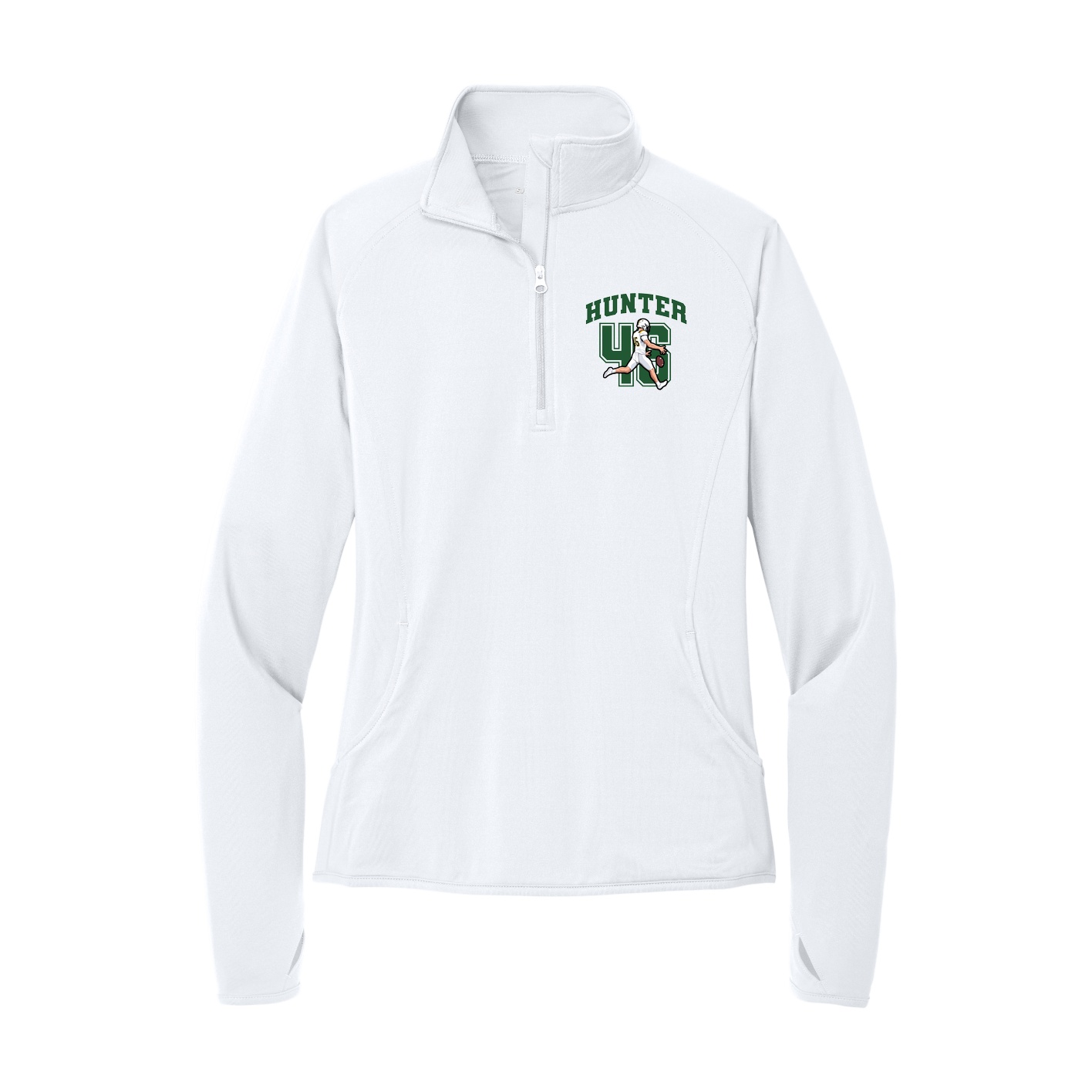 Women's Q-Zip Pullover — Number in White