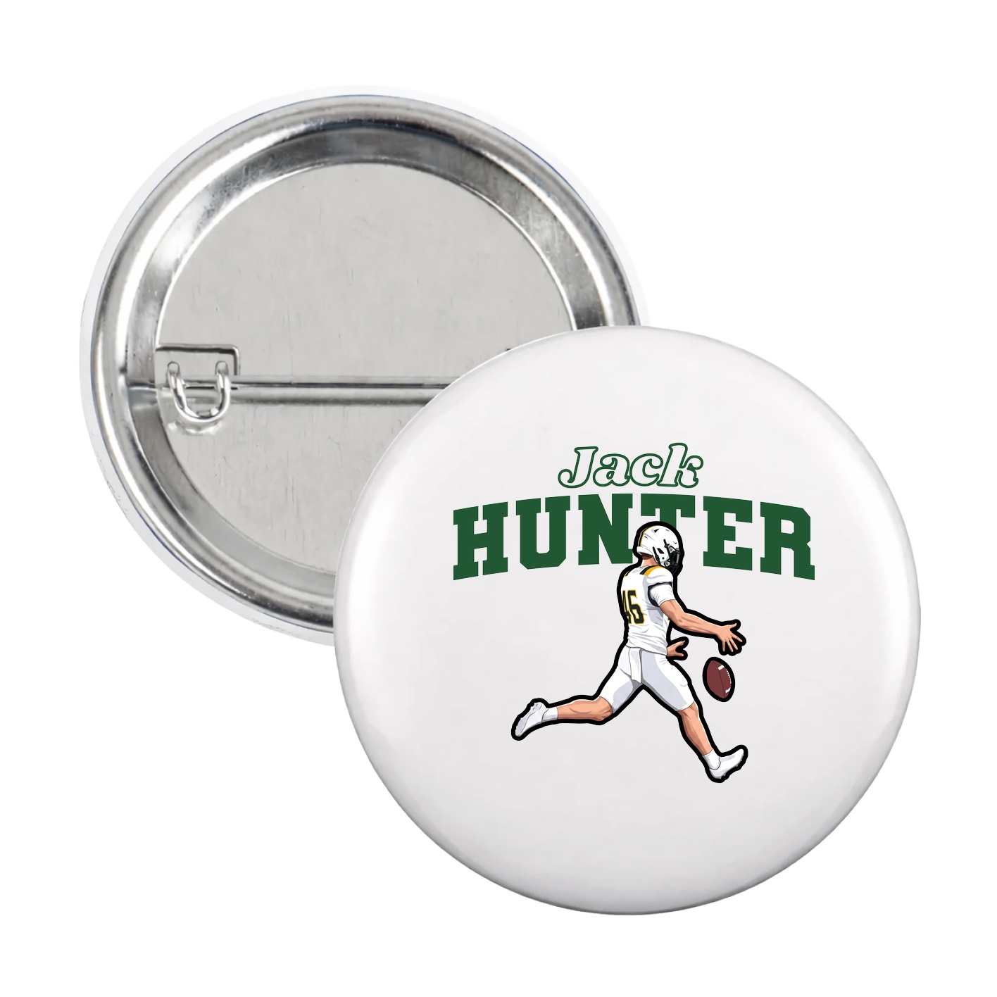 Game Day Button — Name Arch in White