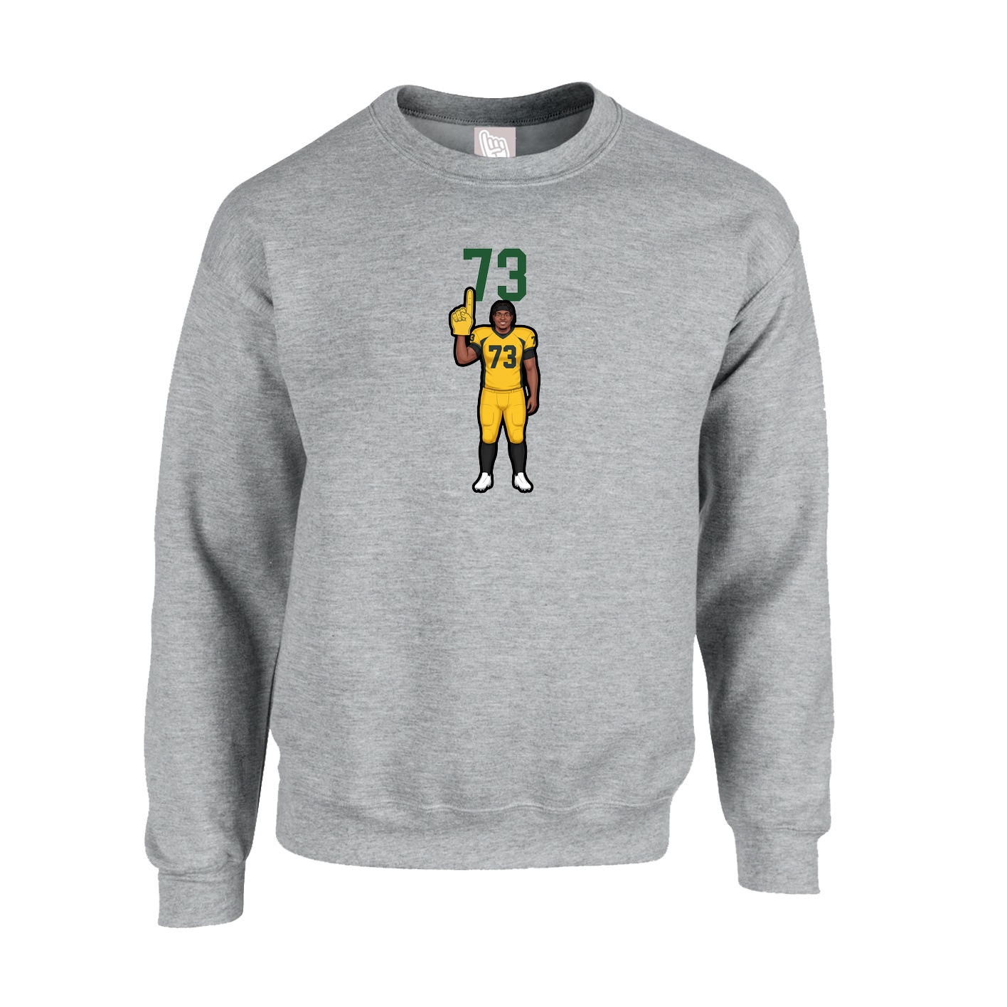Fleece Crew — Number Top in Grey