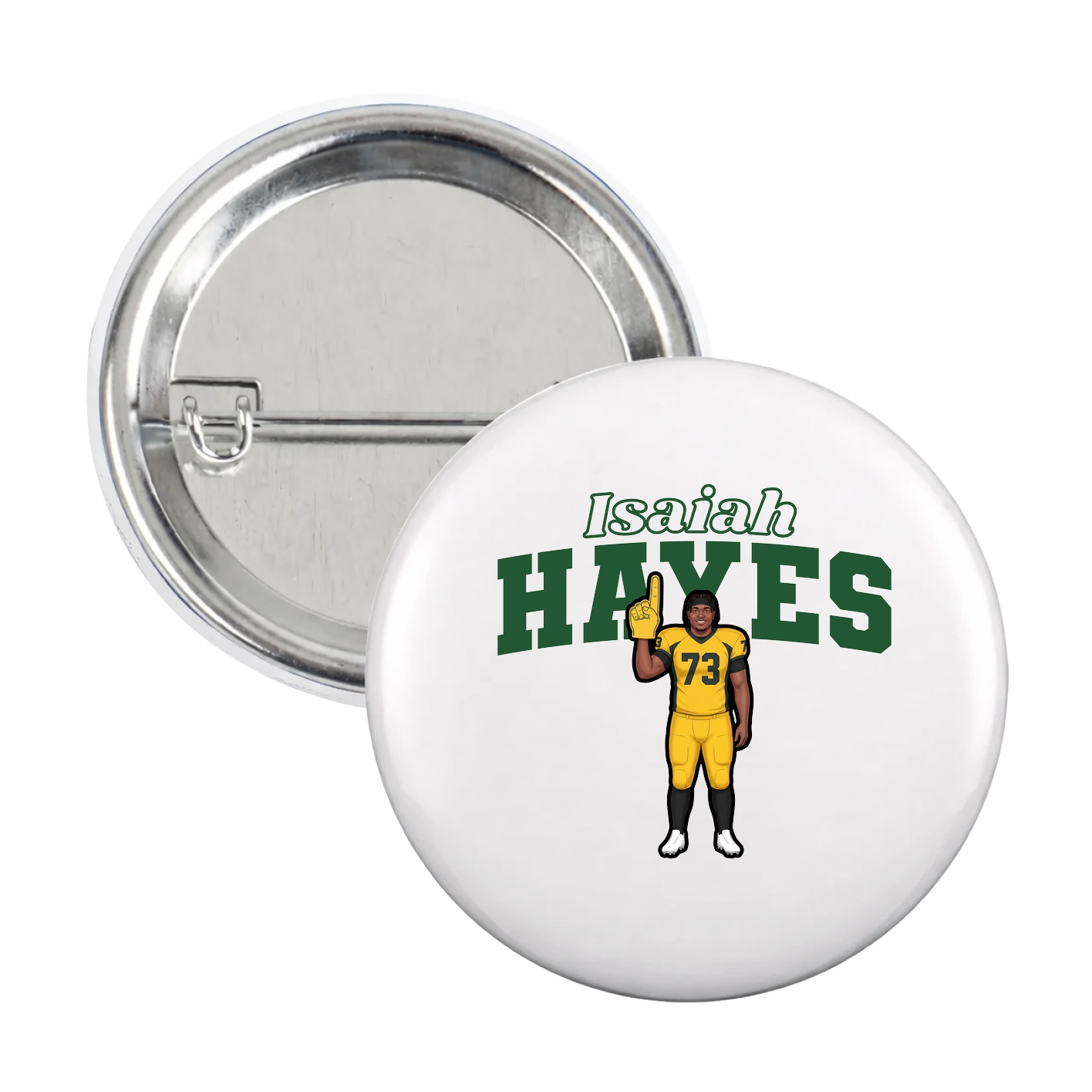 Game Day Button — Name Arch in White