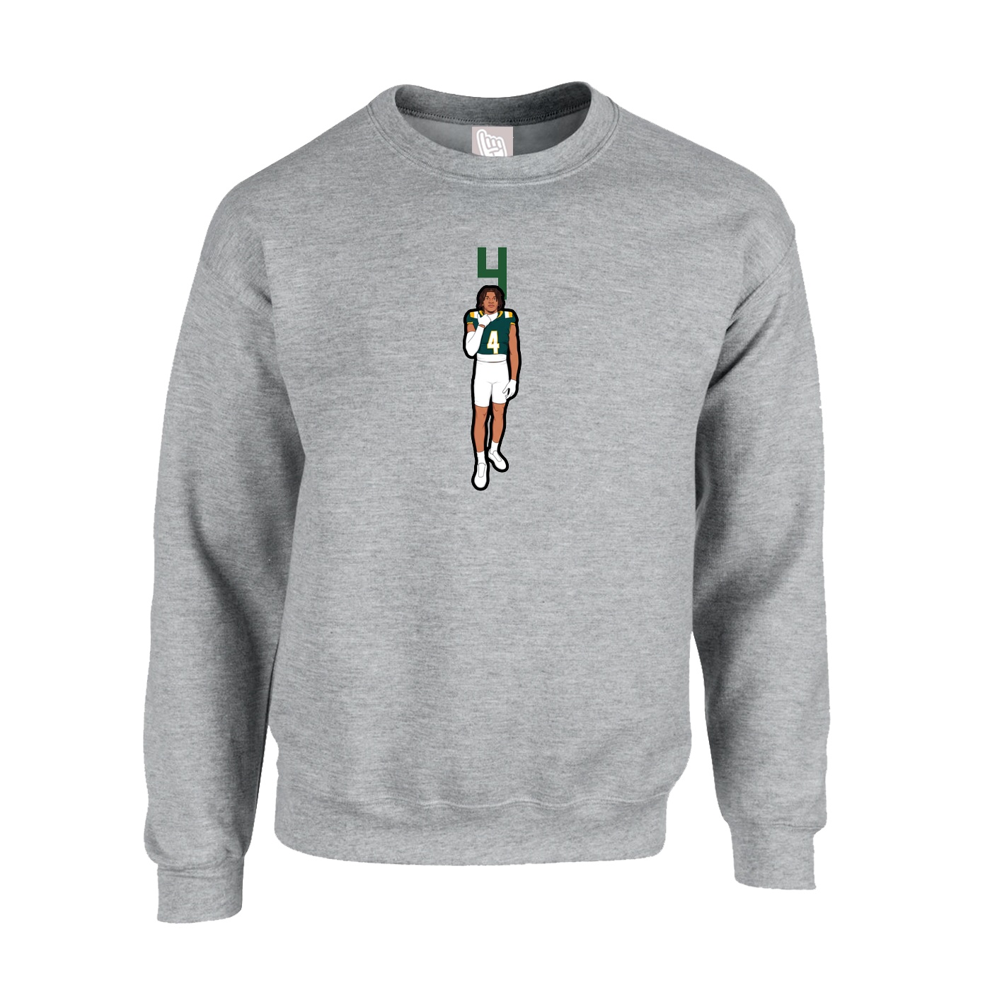 Fleece Crew — Number Top in Grey