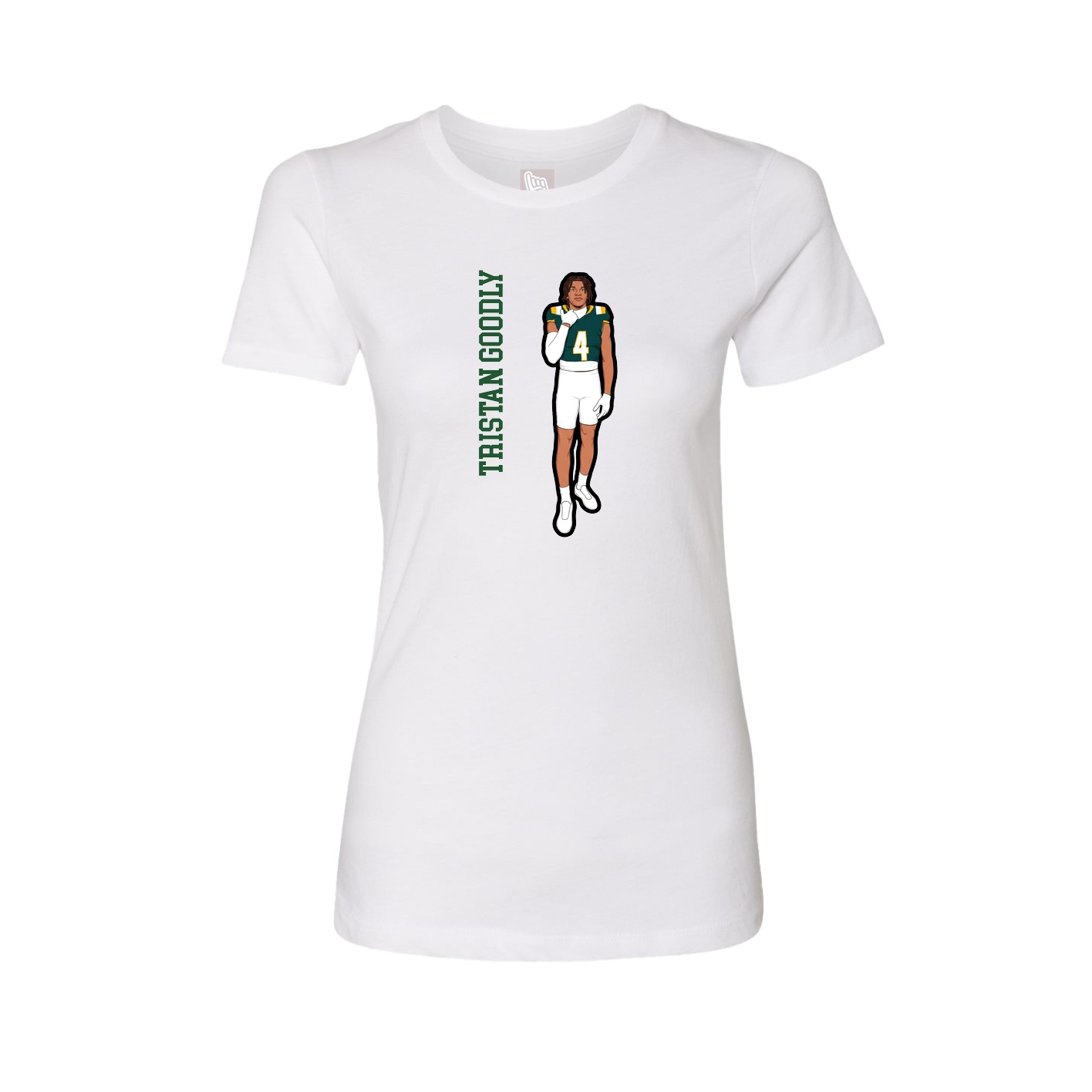 Fitted Women's Tee — Name Vertical in White