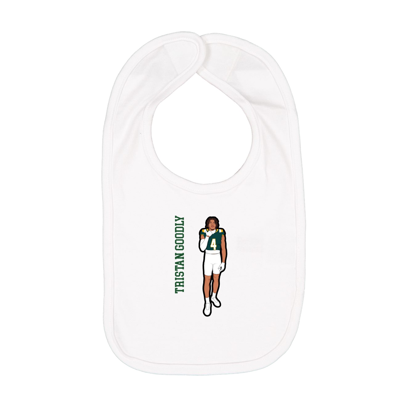 Infant Bib — Name Vertical in White