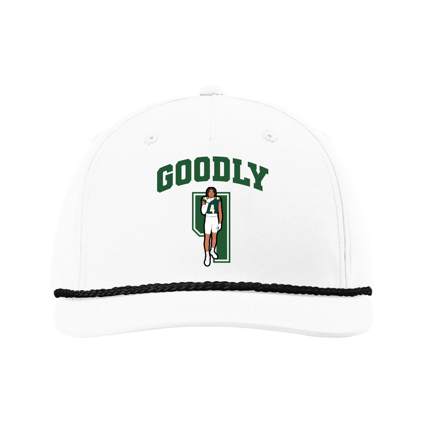 Five-Panel Classic Rope Cap — Number in White