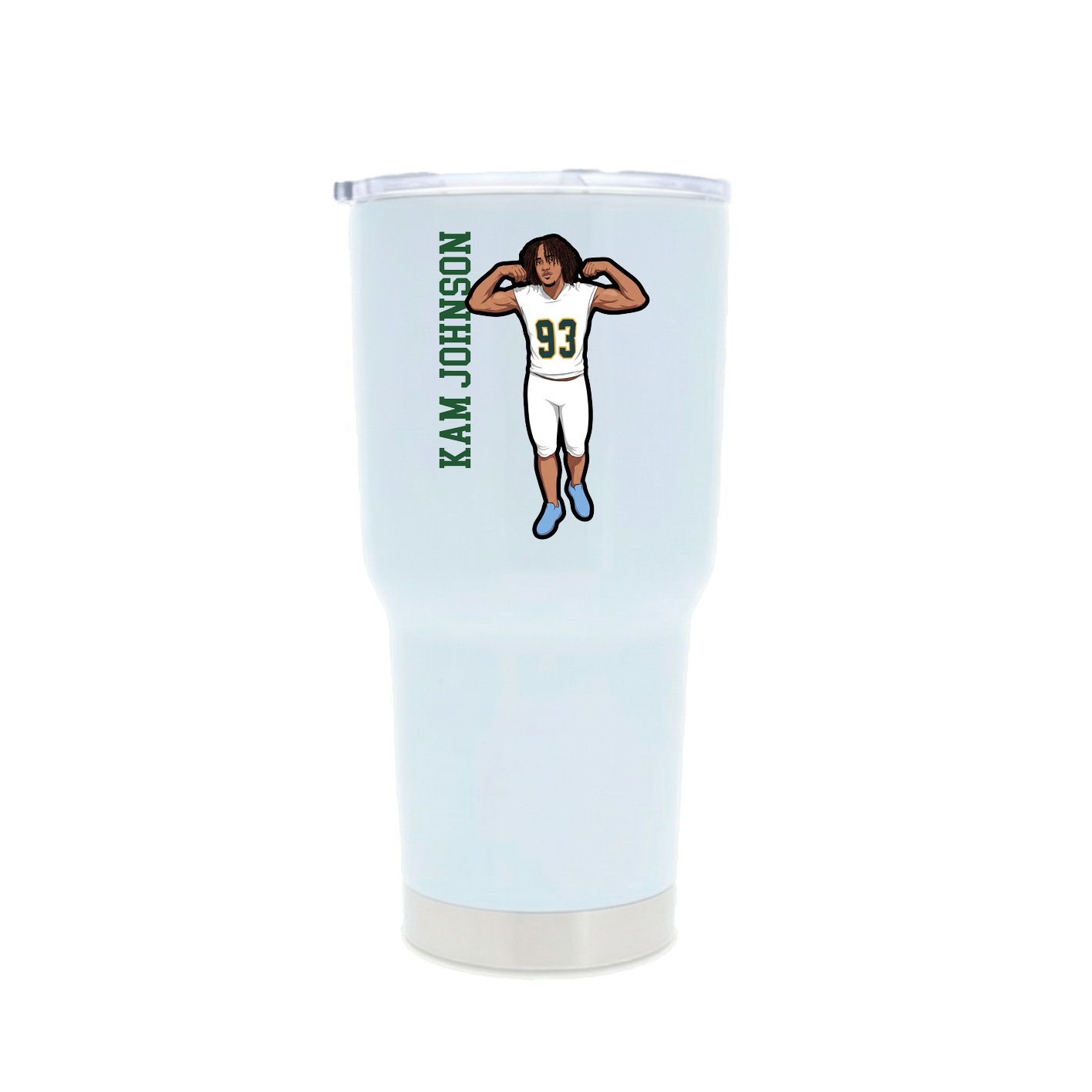 30oz Stainless Steel Tumbler — Name Vertical in White