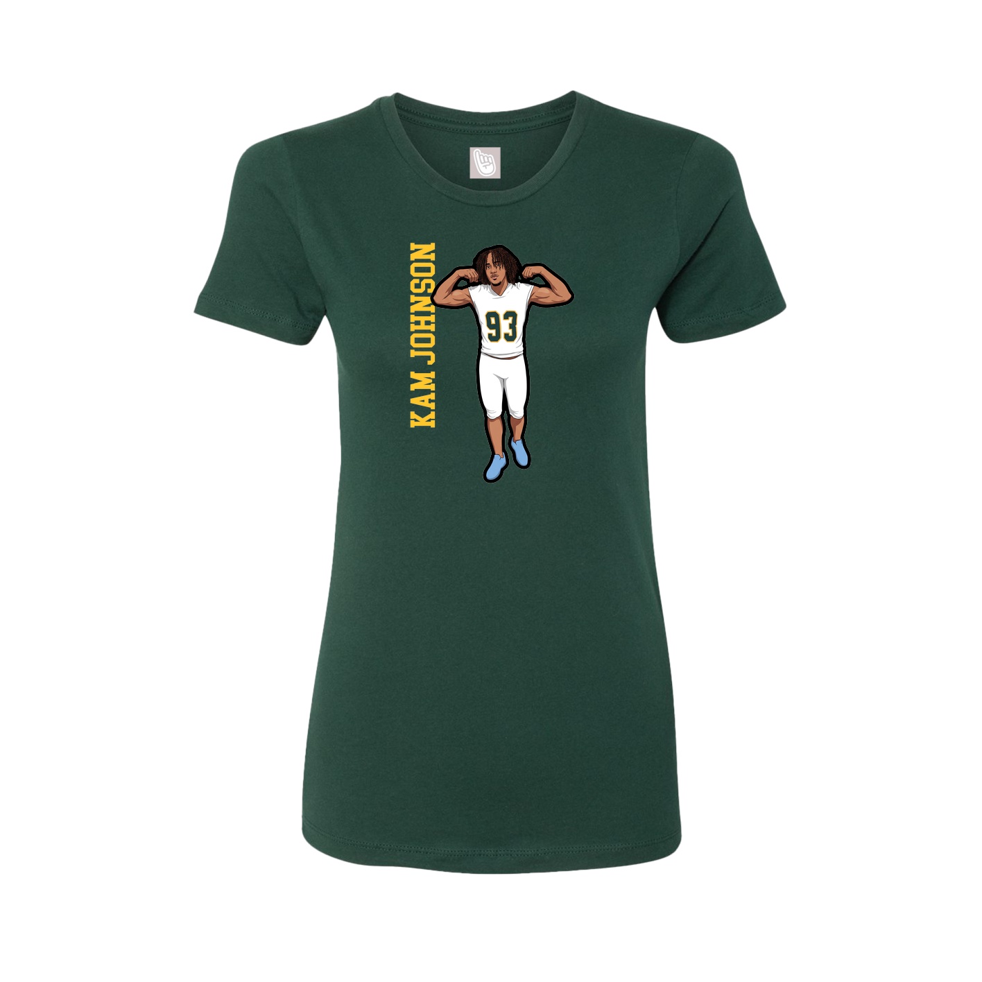 Fitted Women's Tee — Name Vertical in Green