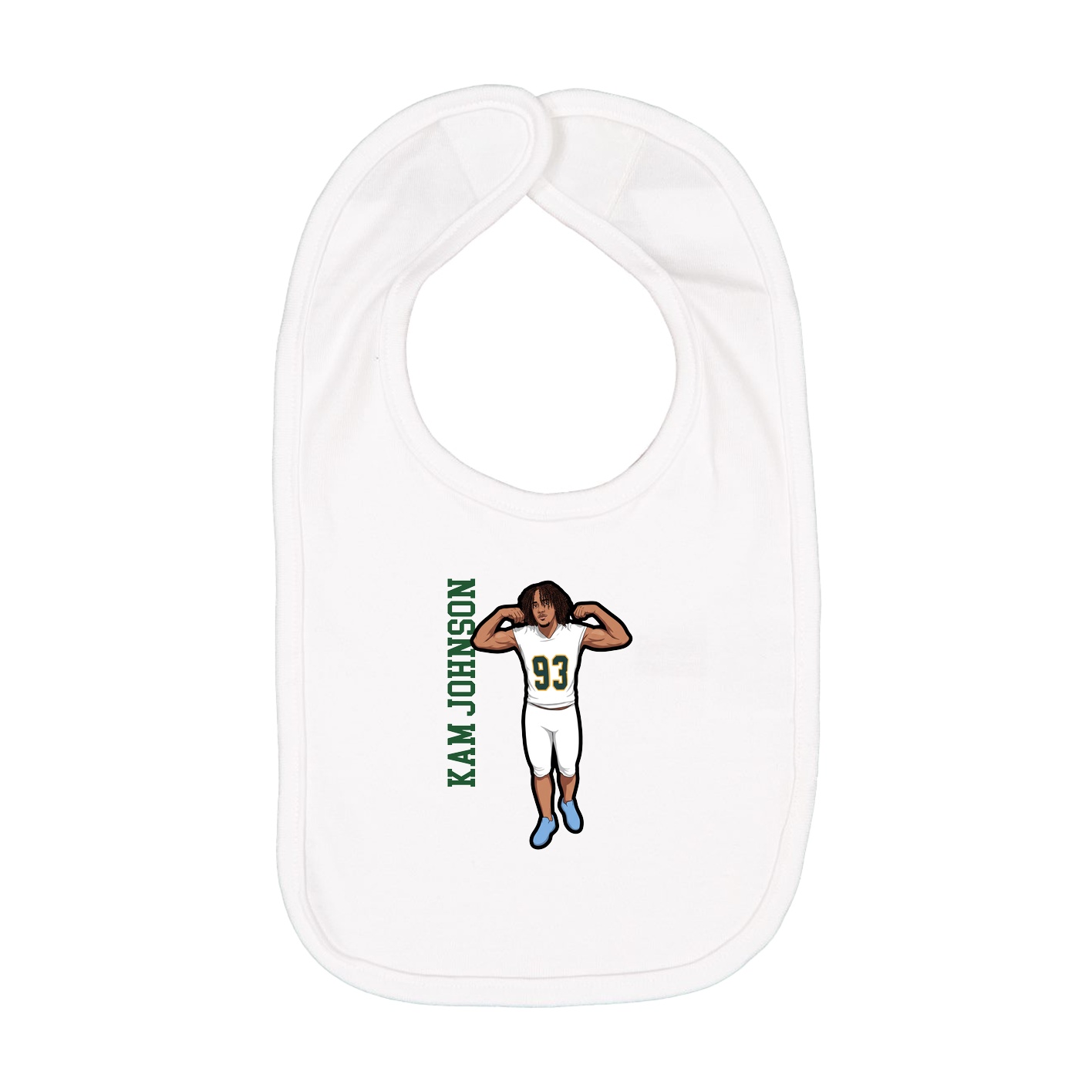 Infant Bib — Name Vertical in White