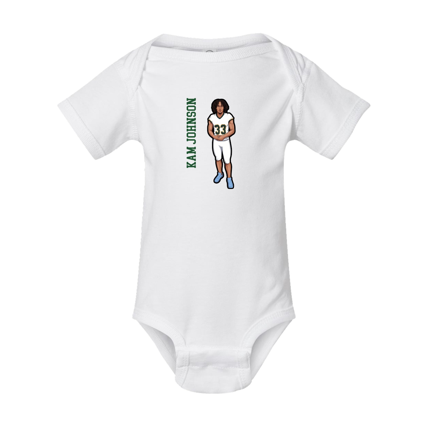 Baby Onesie — Name Vertical in White