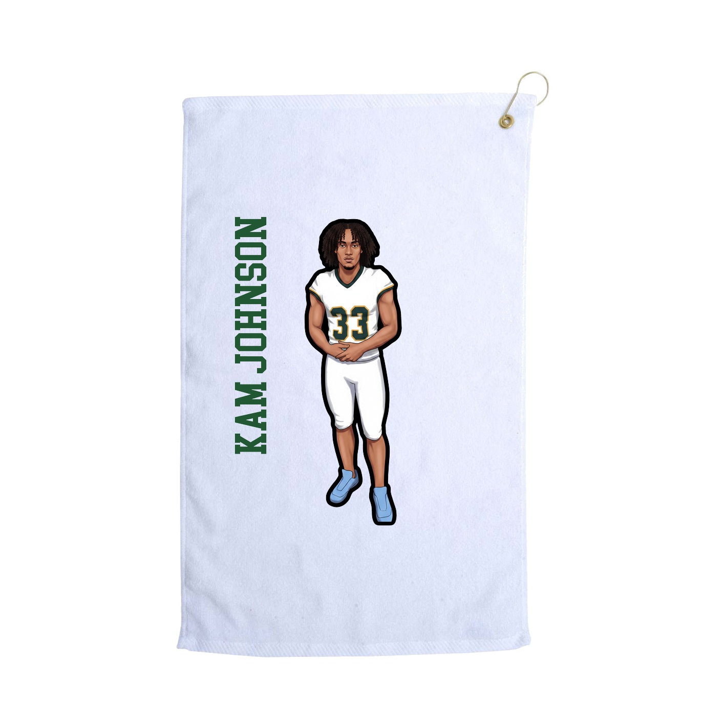 Golf Towel — Name Vertical in White