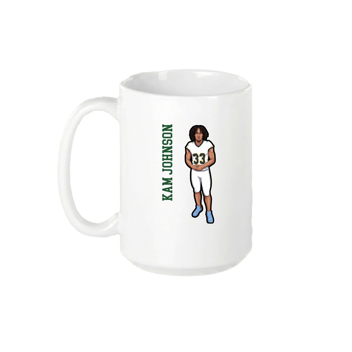 15oz Coffee Mug — Name Vertical in White
